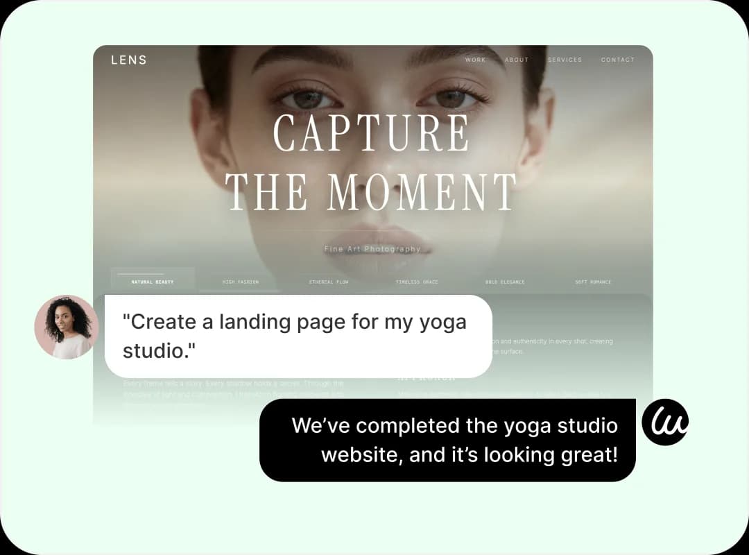 chat with Wegic AI to build a art website